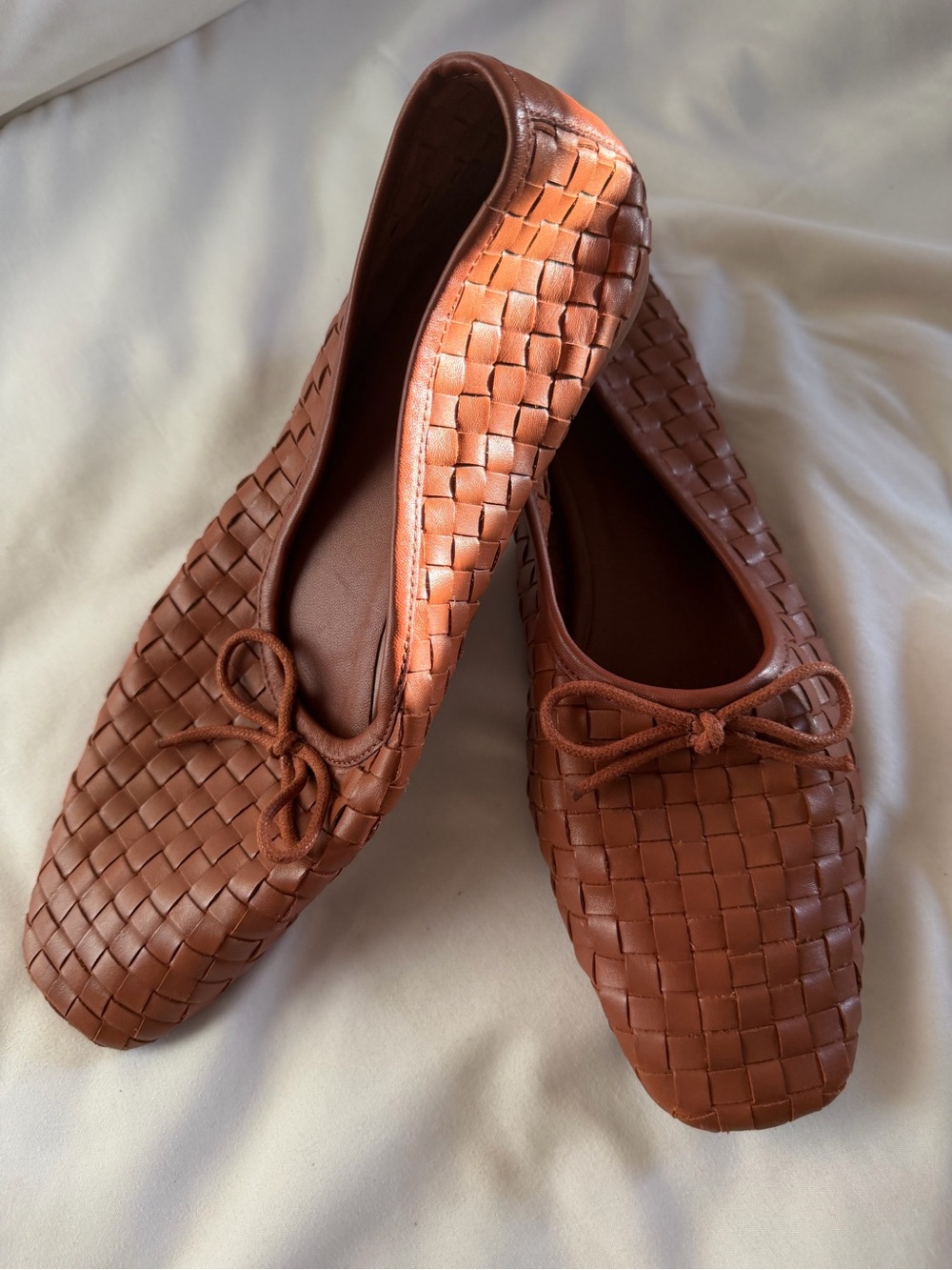 Quince Italian Leather Woven Ballet Flats in Chestnut Brown - Picture 4 of 4